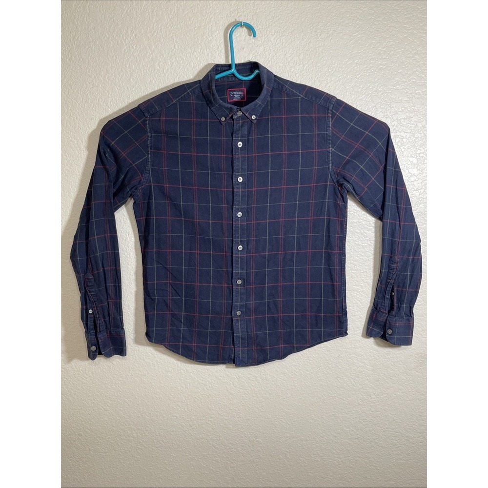 UNTUCKit Men's Medium Slim Fit Plaid Button Flannel  Blue Red Green 100% Cotton‎